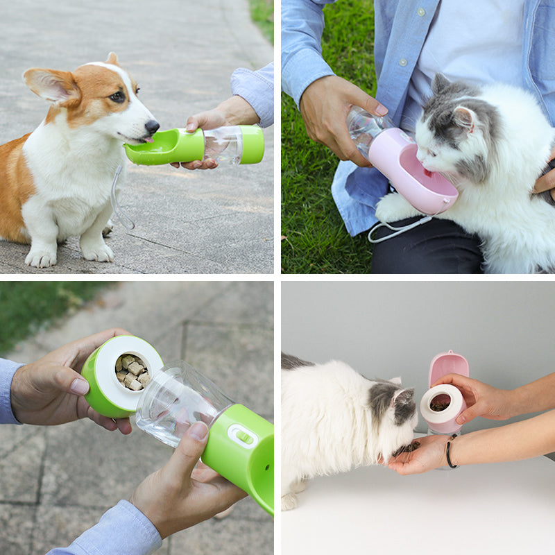 Keep your dog hydrated on the go with this Pet Dog Water Bottle Feeder! This multifunctional feeder can dispense both food and water, making it the perfect solution